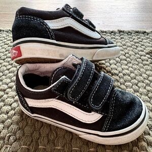 Vans Toddler Black and White Velcro Sneakers